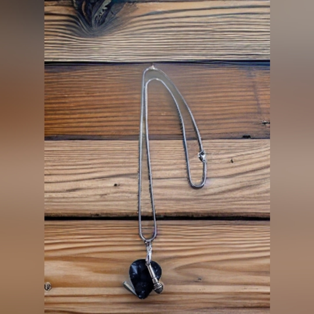 Custom Made Guitar Pick Microphone Pendant Necklace